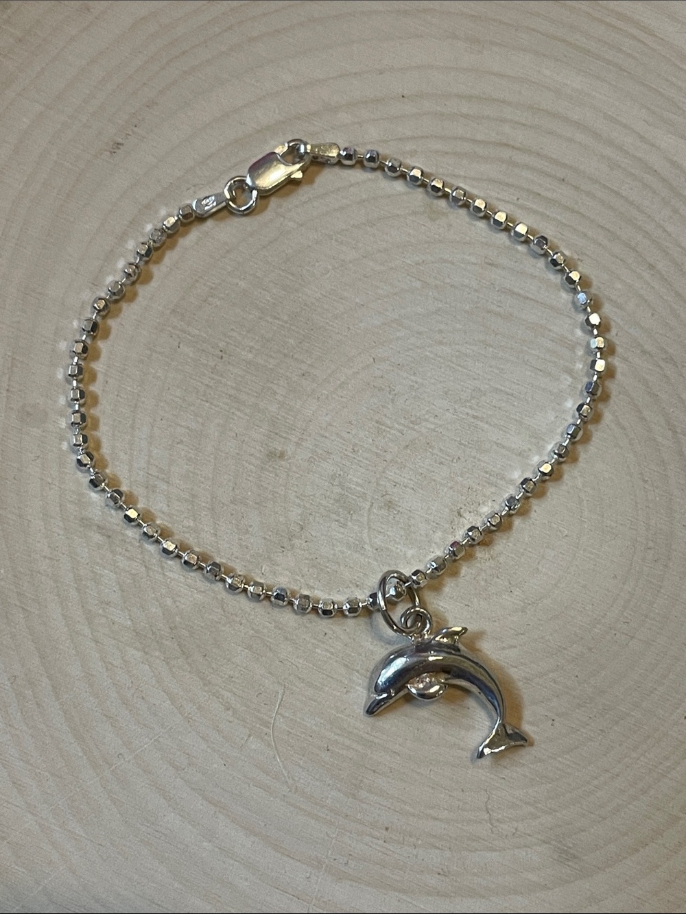 Dolphin Charm on Chain Bracelet -Sterling Silver